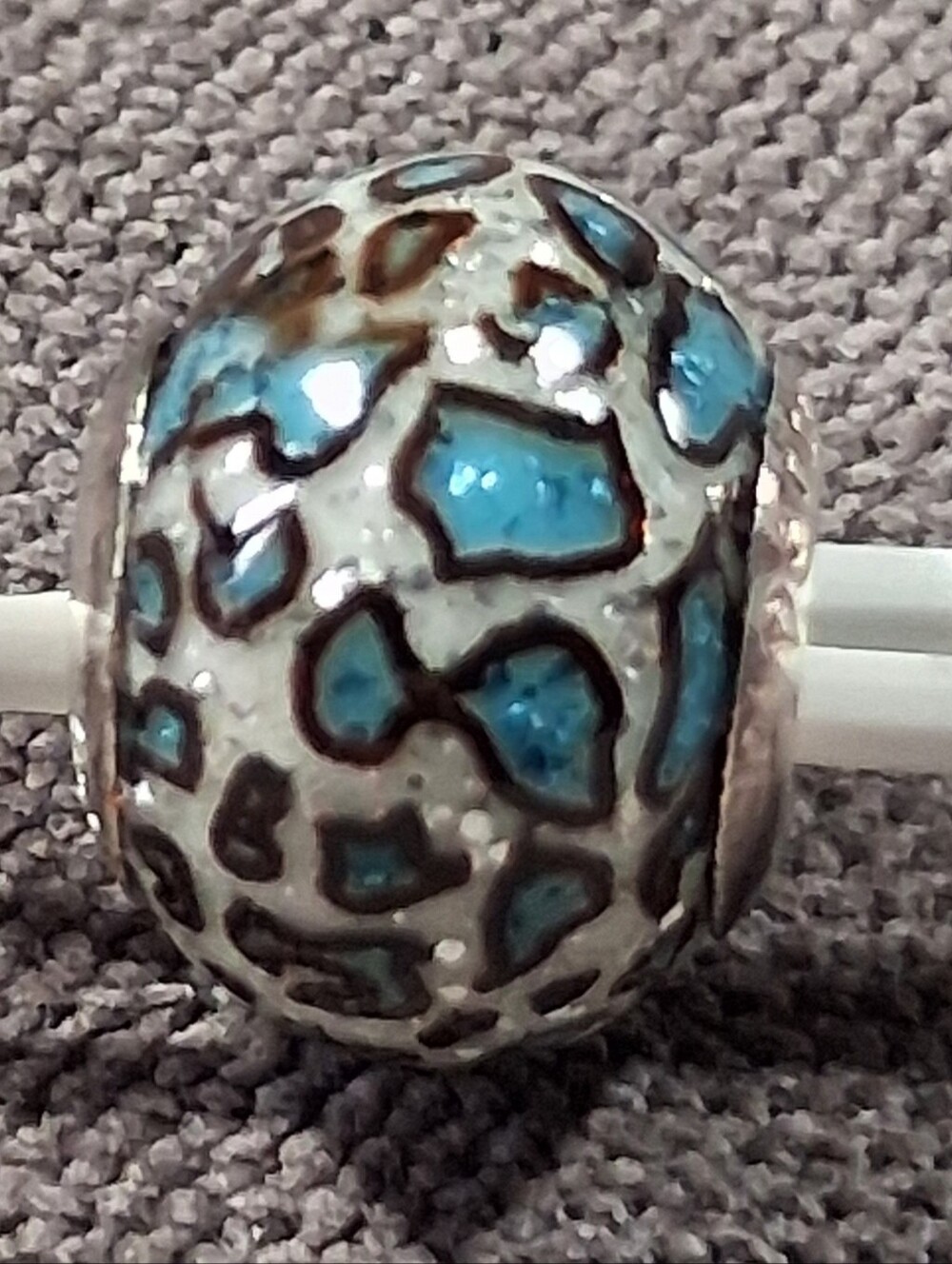 Persona 925 Sterling Silver Murano Glass Abstract Leopard Print Bead Charm VG-